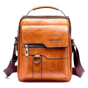 Weixer Crossbody Unisex  Shoulder Bag Vintage Leather Vertical Everyday Carrier